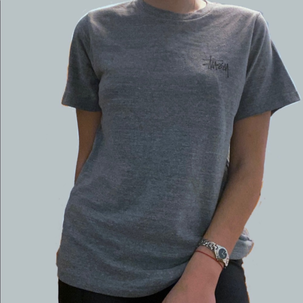 Stussy Light Grey T-Shirt with Logo